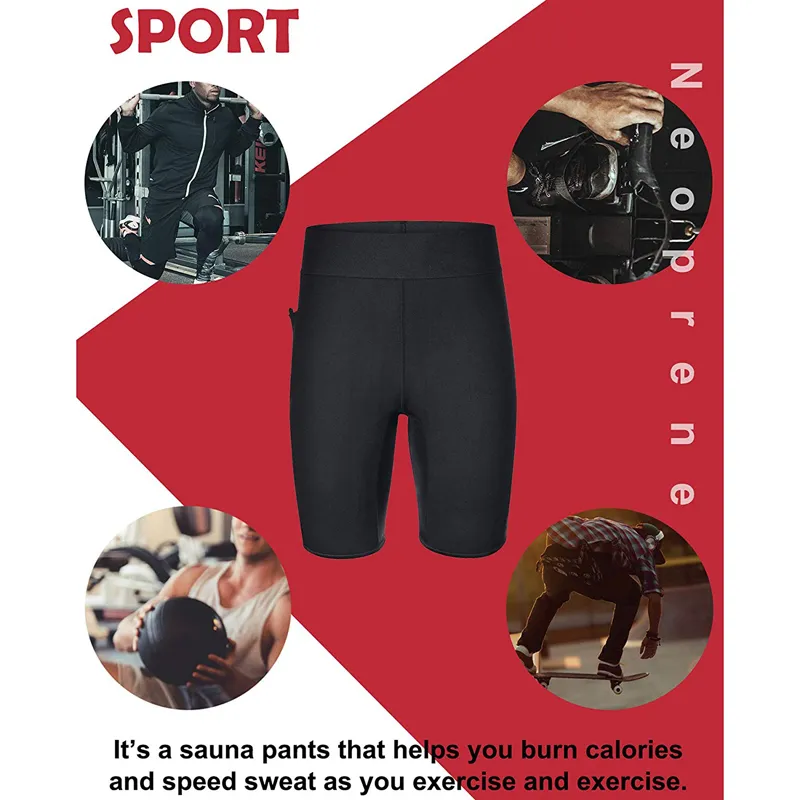 Men's Losing Weight Sauna Sweat Workout Shorts Neoprene Fitness Exercício Elástico compressão Shorts 210515