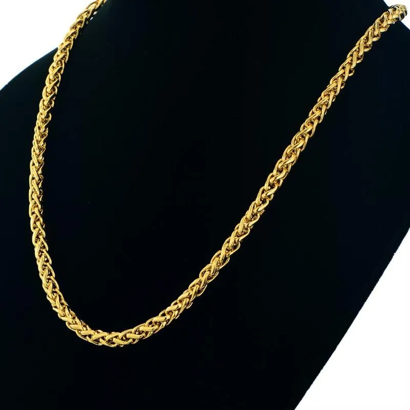 Mens Gold Chain Fashion Jewelry Kpop Vintage rostfritt stål halsband män färg 6mm rep kedjor240y