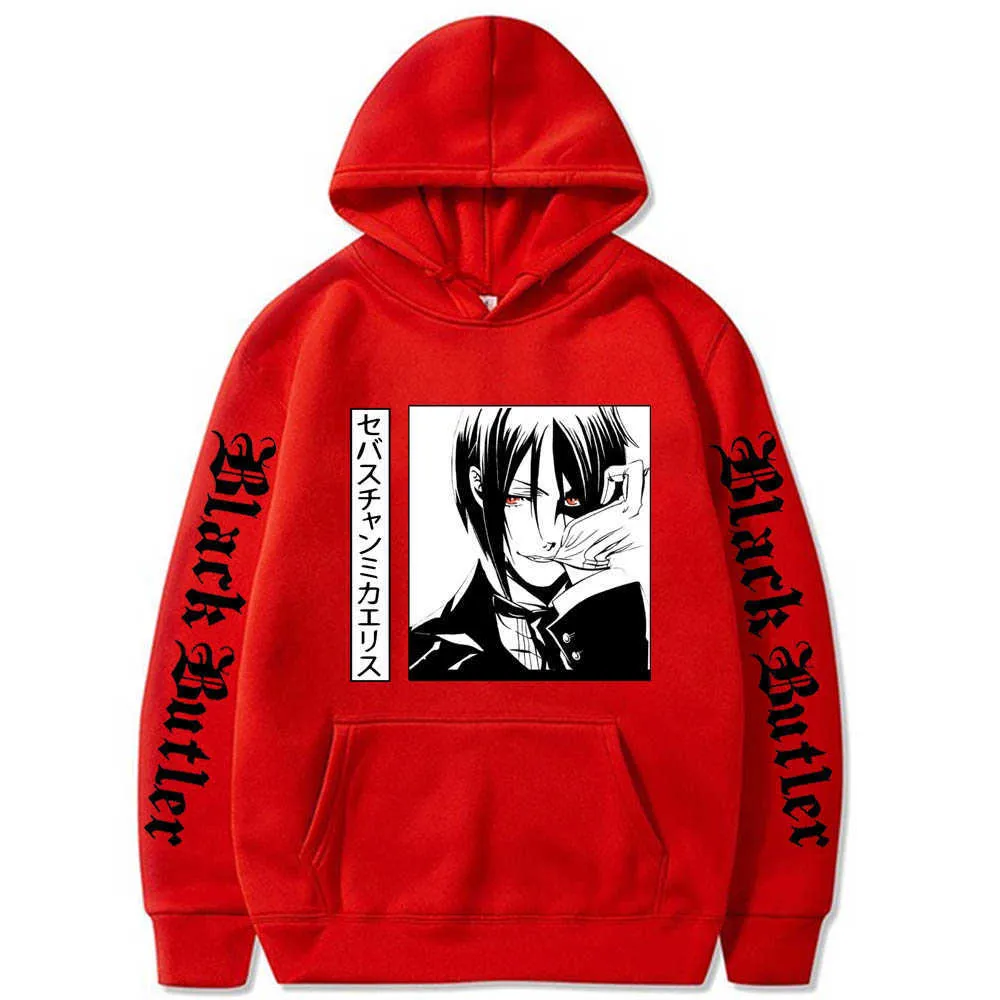 Japan Anime Black Butler Print Men Hoodies Sweatshirt Hip Hop Streetwear Pullover Hoody Y0804