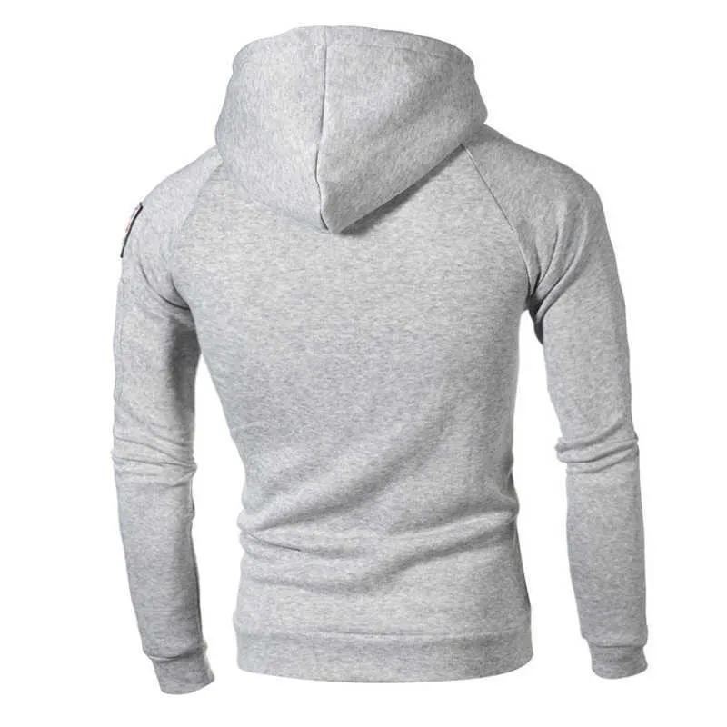 Felpe con cappuccio con scollo a cerniera autunno Felpe con cappuccio in pile Felpe con cappuccio da uomo a maniche lunghe Tasca adesiva Scaldino invernale Corsa Abbigliamento sportivo 3XL 210715