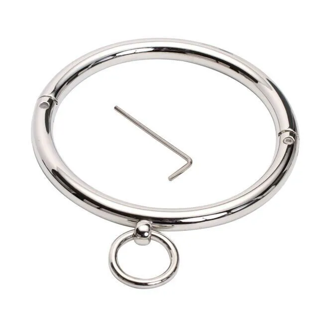 Edelstahl abschließbarer Metall Slave Halskragen Sechskantschlüssel zurückhaltende Bondage Locking Halskette Orings BDSM Game Toy 2107225105685