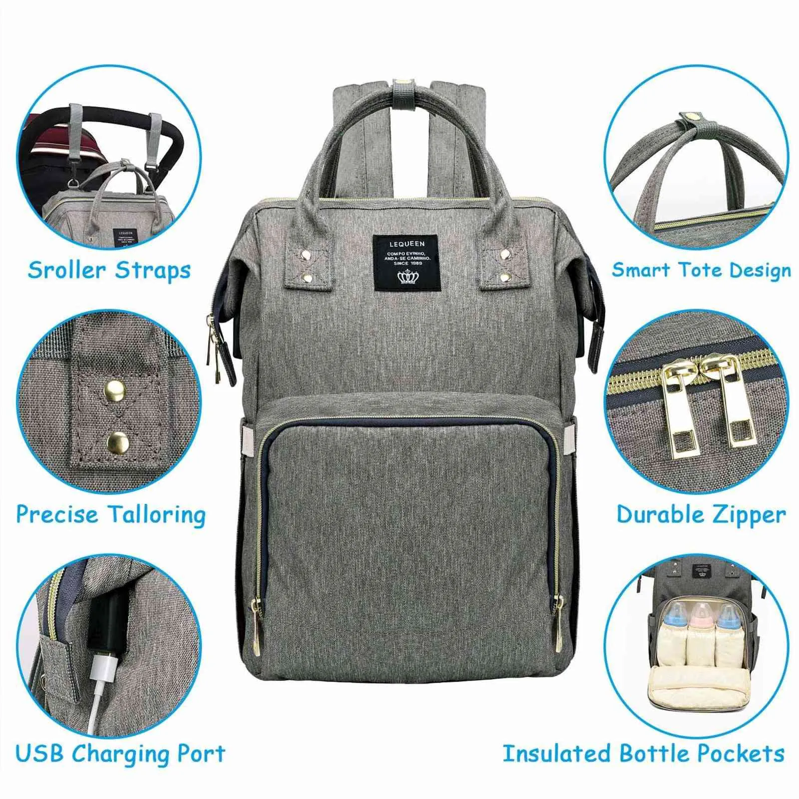 Große Kapazität Windel Tasche Rucksack Wasserdichte Mutterschaft Tasche Baby Windel Taschen Mit USB Schnittstelle Mumie Reisetasche Für Kinderwagen H1110