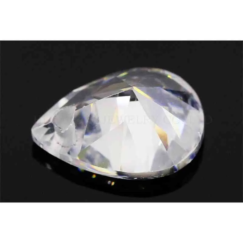 Pierre de zircone cubique blanche brillante en forme de poire AAAAA, trou unique, pour la fabrication de bijoux, perles CZ amples de haute qualité, 4x6 ~ 15x20mm