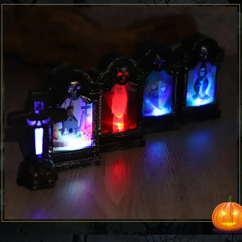 Halloween LED Tombstone światło Świecająca dekoracja horror szczęśliwy impreza domowa dekoracje ogrodowe retro symulacja nagrobka lamp2448695