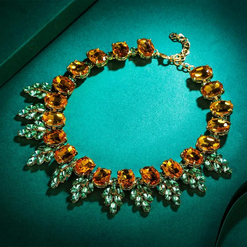 Tuliper-gargantilla de hoja Retro para mujer, collar llamativo de cristal austriaco con diamantes de imitación, joyería de fiesta, regalo de aniversario, Gargantillas 2297