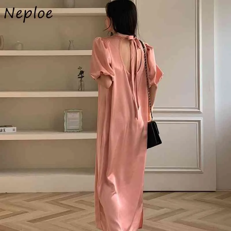 O Neck Sweter Krótki Rękaw Solid Sukienka Kobiety Wysoka Talia Hip a Line Vestidos Lato Różowy Prosta Praca Ol Robe 210422