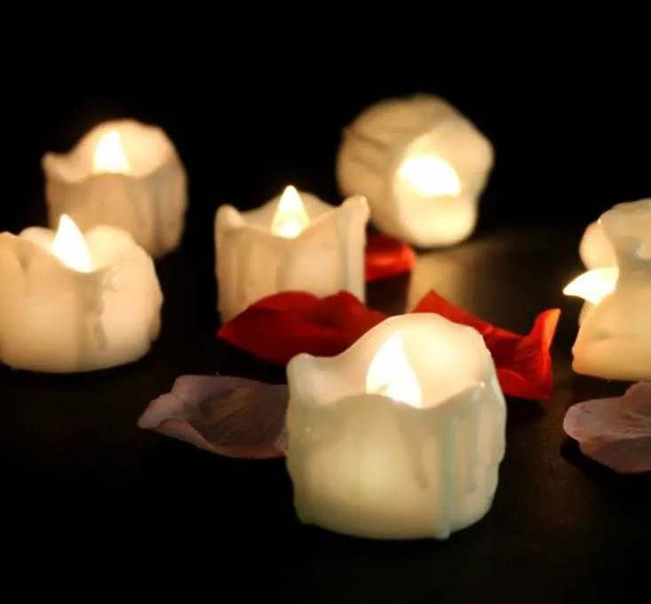 LED elektrisk ljus tealight flimmer blinkande ljus flamlös pelare romantik te ljus jul bröllop dekoration