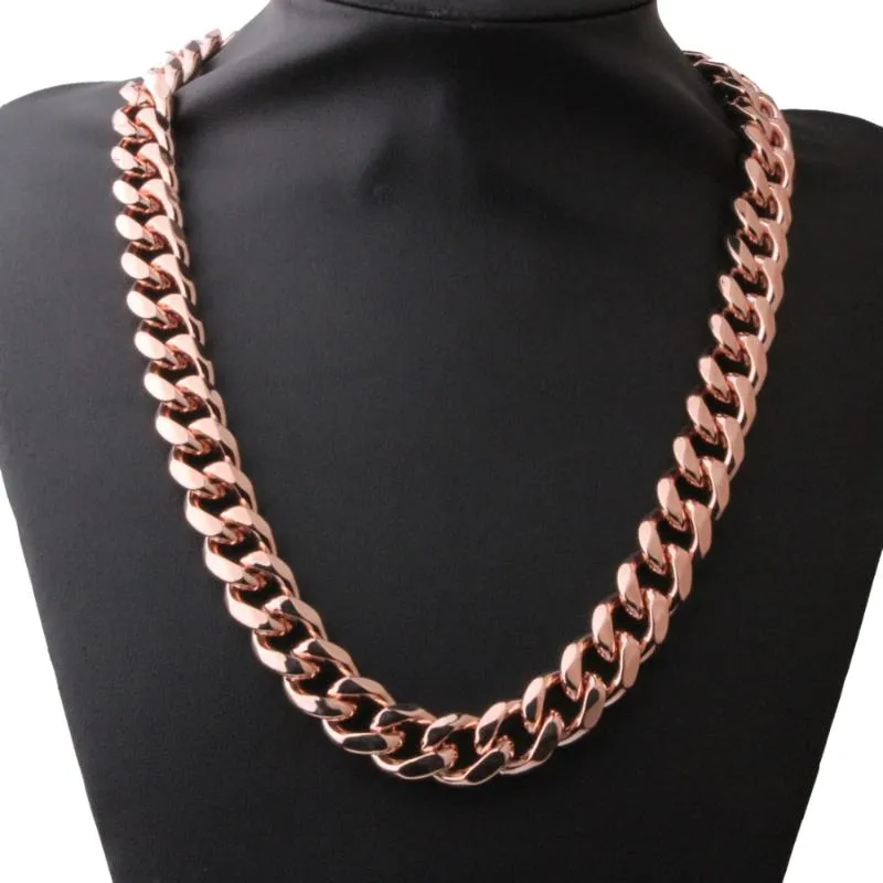 15mm comprimento de personalização corrente masculina na moda cor ouro rosa colar de aço inoxidável para homens meio-fio link cubano hip hop jóias chain276r