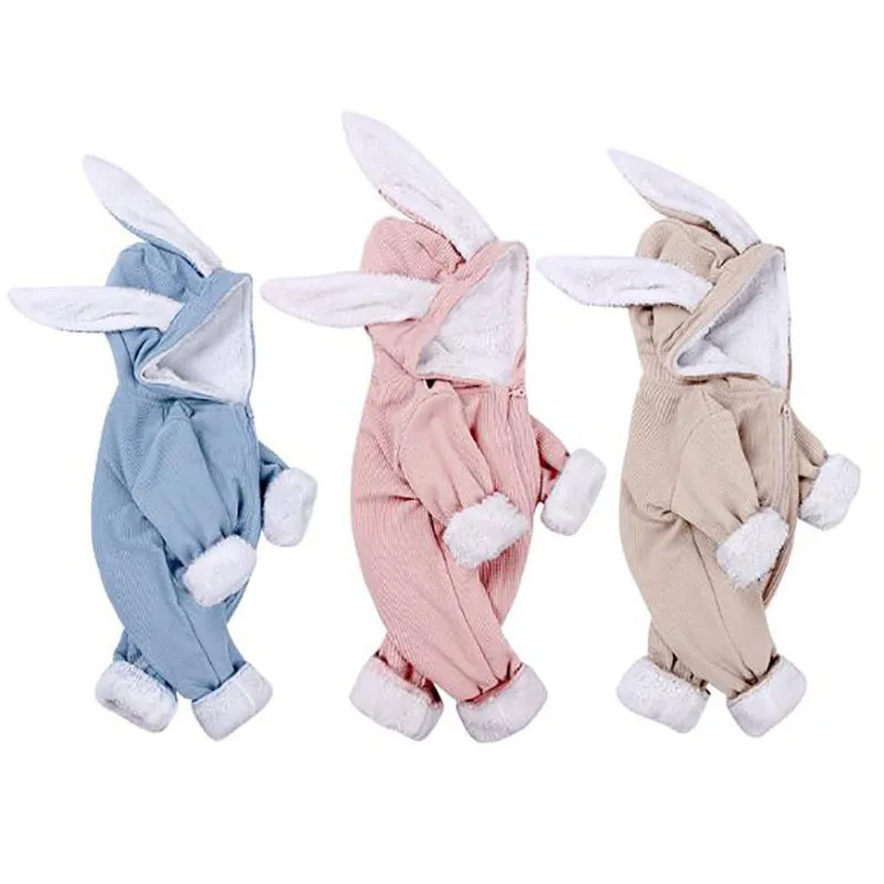 Bébé vêtements garçon dessin animé lapin combinaison Robe avec fermeture éclair né barboteuse fille 210515