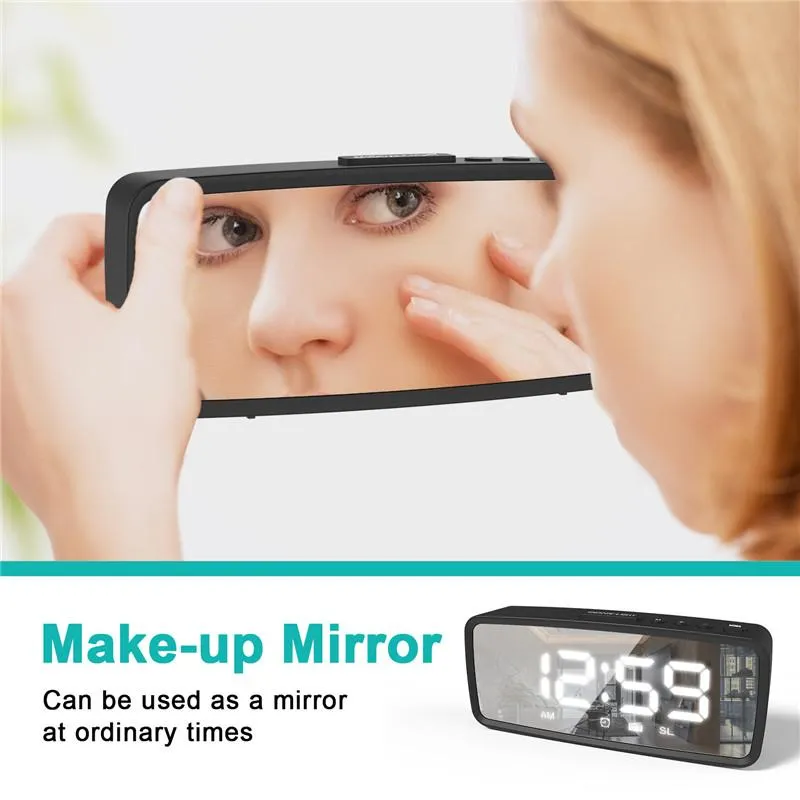 Andra klocktillbehör FM Radio LED Digital Alarm Clock Snooze 3 ljusstyrka inställningar 12 24 timmar USB Make Up Mirror Electronic 270B