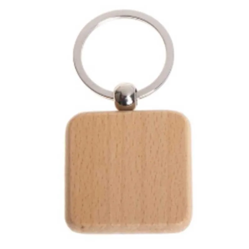 bricolage porte-clés en bois blanc Rectangle coeur rond ellipse sculpture porte-clés bois porte-clés anneau H0915