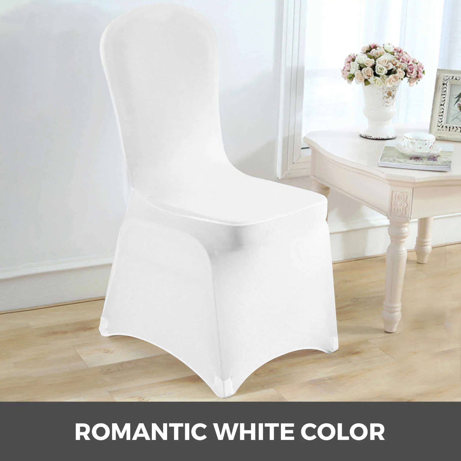 Vevor White Spandex Chair Cover Stretch Polyester Hlebovers for Banquet Dining Party Couvre 2107246853424