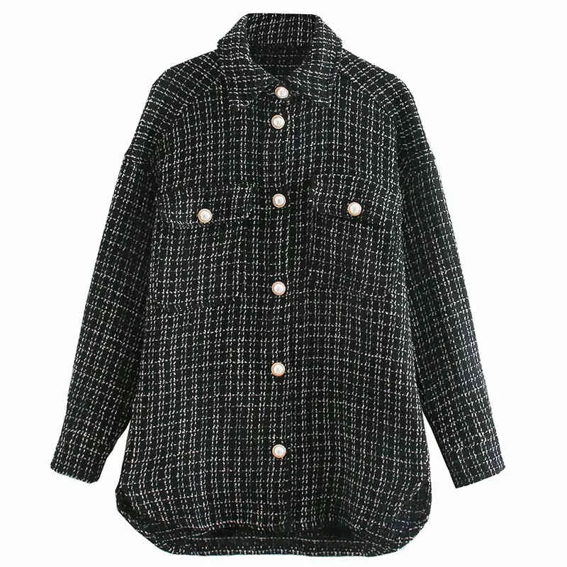 Dames Herfst Plaid Shirts Jassen Jassen Lange Mouw Single Breasted Losse Vrouwelijke Mode Straatjack Bovenkleding Kleding 210513