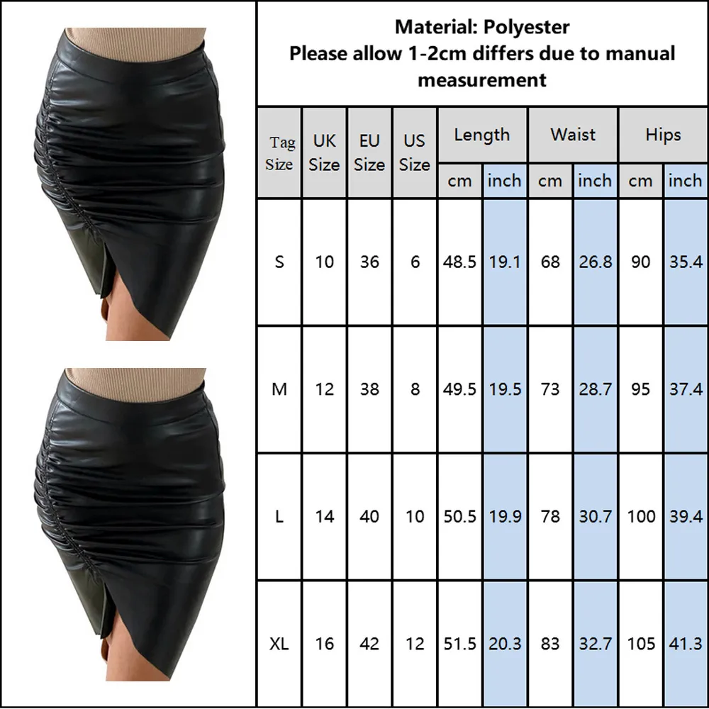 Женщины искусственная кожаная юбка 2020 дамы высокая талия карандаш юбка сексуальный асимметричный корпус короткая мини-юбка женской партии клуб носить D30 x0428