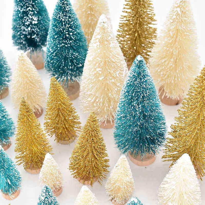 Mini Christmas Tree Pine Tree Christmas Decorations For Home Navidad Xmas Ornament Year Decor Kids Gift DIY Craft 211104