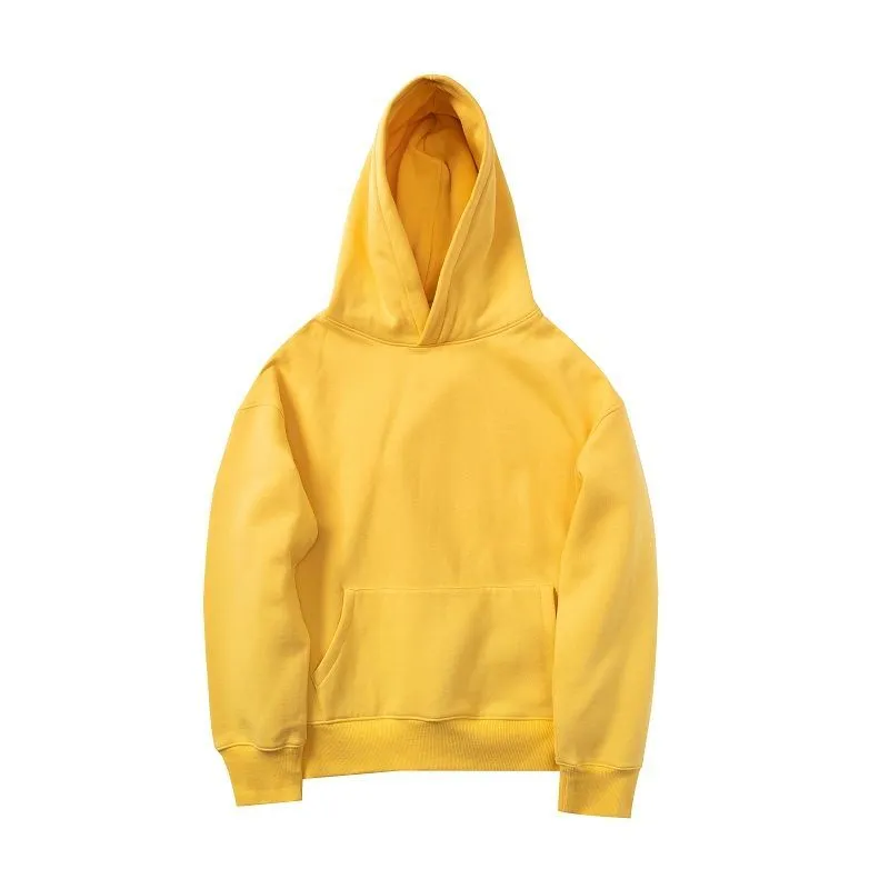 Hoodies Hoodies Sweaters outono e inverno cor sólida hip-hop oversize mais veludo de algodão de algodão pullover bolso