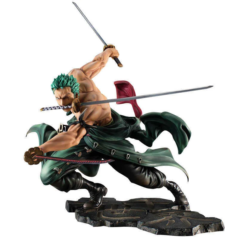 أنيمي اليابانية قطعة واحدة Roronoa Zoro تمثال 2 Style Combat Ver PVC Action Model Collection Cool Stunt Figure Toy Q06216562879