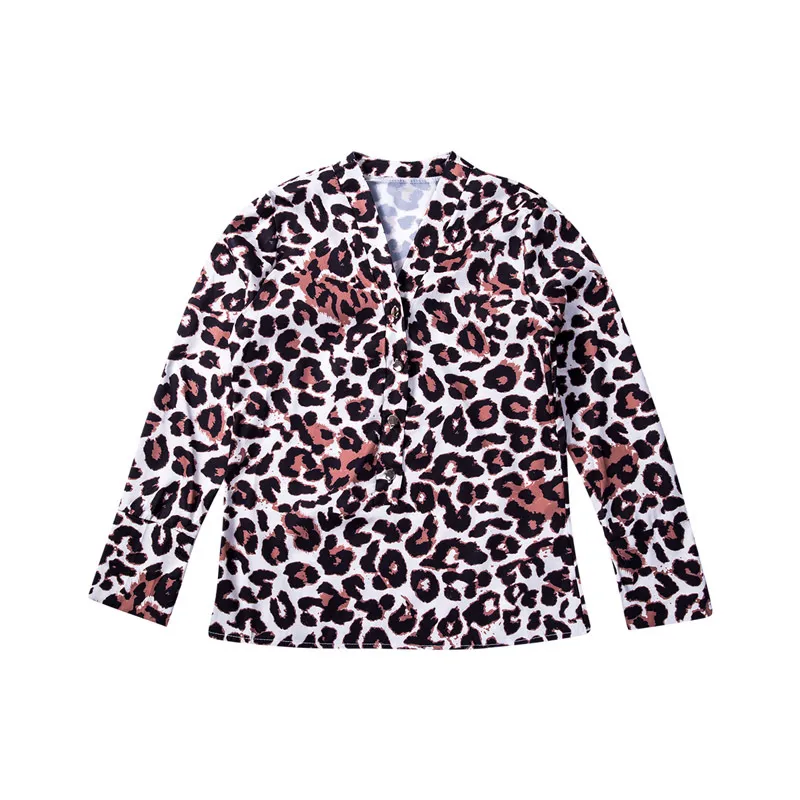 Frauen T-Shirt Sexy Schlangenhaut/Leopard Gedruckt Langarm Große Offene V-ausschnitt Casual Slim Fitting Button Top 210522