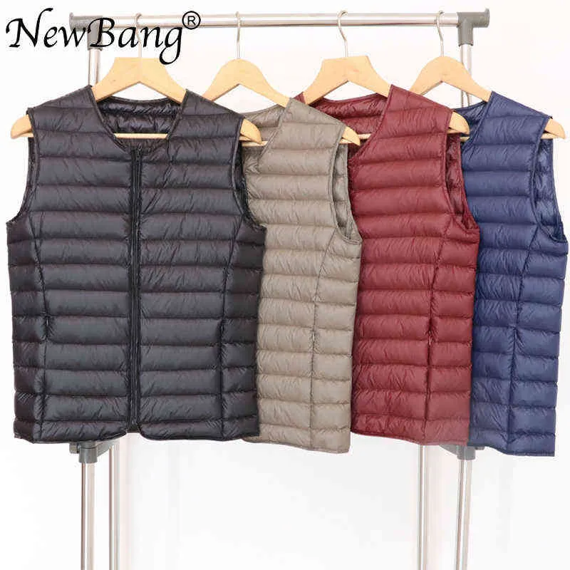 Bang Men Down Vest Ultra Light Down Vest Portable V-neck Sleeveless Coat Man Winter Without Collar Warm Liner 211110