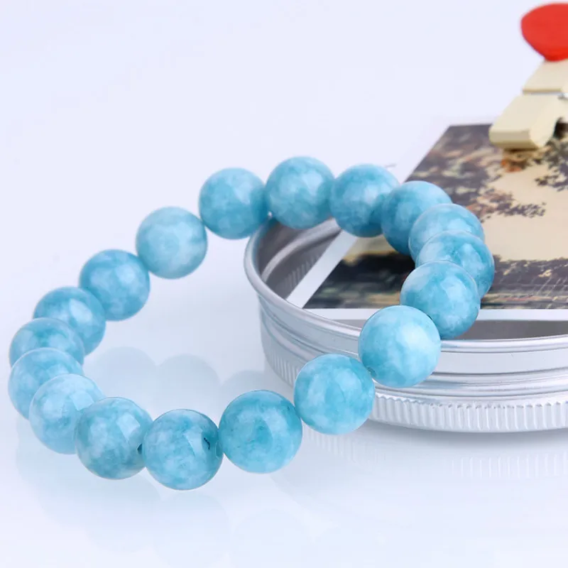 Bijoux en pierre perlée faite à la main pour femme, bijoux ronds de laboratoire Larimar de 10MM pour hommes, Bracelets en cristal bleu, arrivée