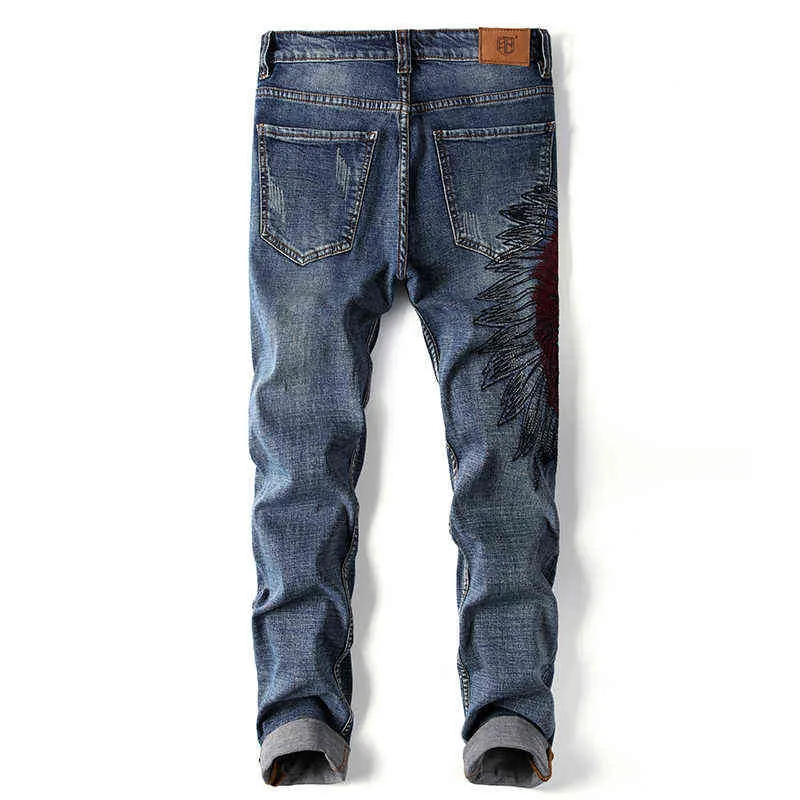 Männer Jeans Übergroße Denim Hose Hohe Qualität Sticken Retro Ripped Streetwear Gerade Männer Kleidung BF1701 211108