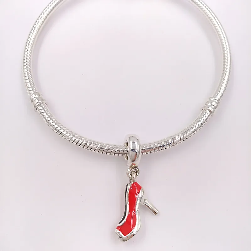 Charms för smycken gör kit röd stiletto estetisk pandora 925 silver pärlstav armband kvinnor män bangle kedja pärlor hänge halsband födelsedagspresent 792154en09