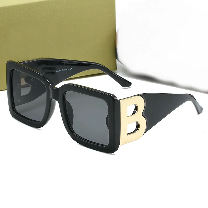 패션 선글라스 여성 빈티지 럭셔리 브랜드 디자이너 B 모티프 스퀘어 프레임 선글라스 UV400 안경 로고 음영 257G