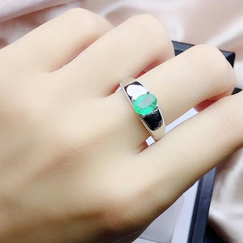 Naturlig verklig smaragd liten ring smycken 5 6mm 0 9ct Gemstone 925 Sterling Silver Fine For Män eller kvinnor J210296 Klusterringar2584