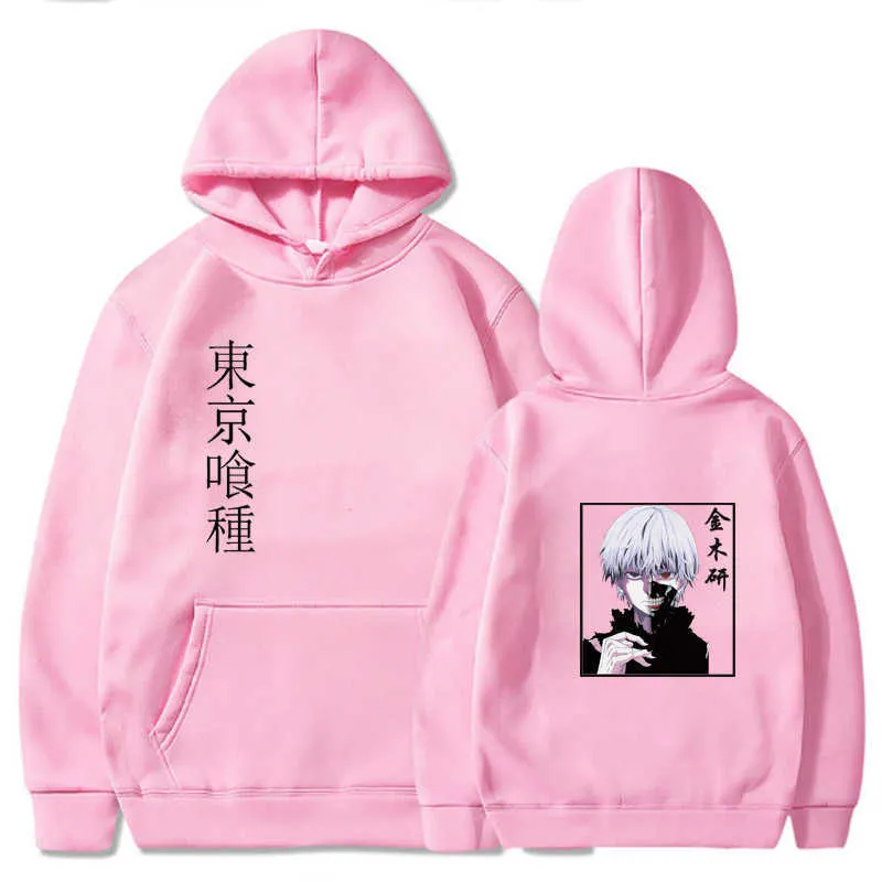 Anime Tokyo Ghoul Hoodie Pullover Tops Casual doppelseitige Herbst Unisex Y0804