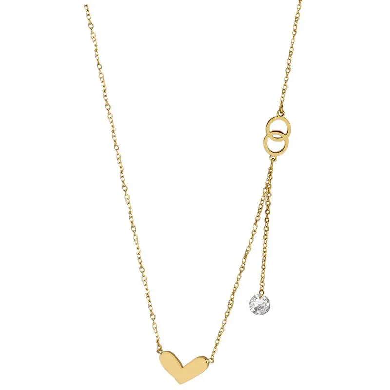 Hänghalsband elegant temperament rostfritt stål smycken halsband enkel kärlek hjärta zirkon tassel för kvinnor juvelery charms213s