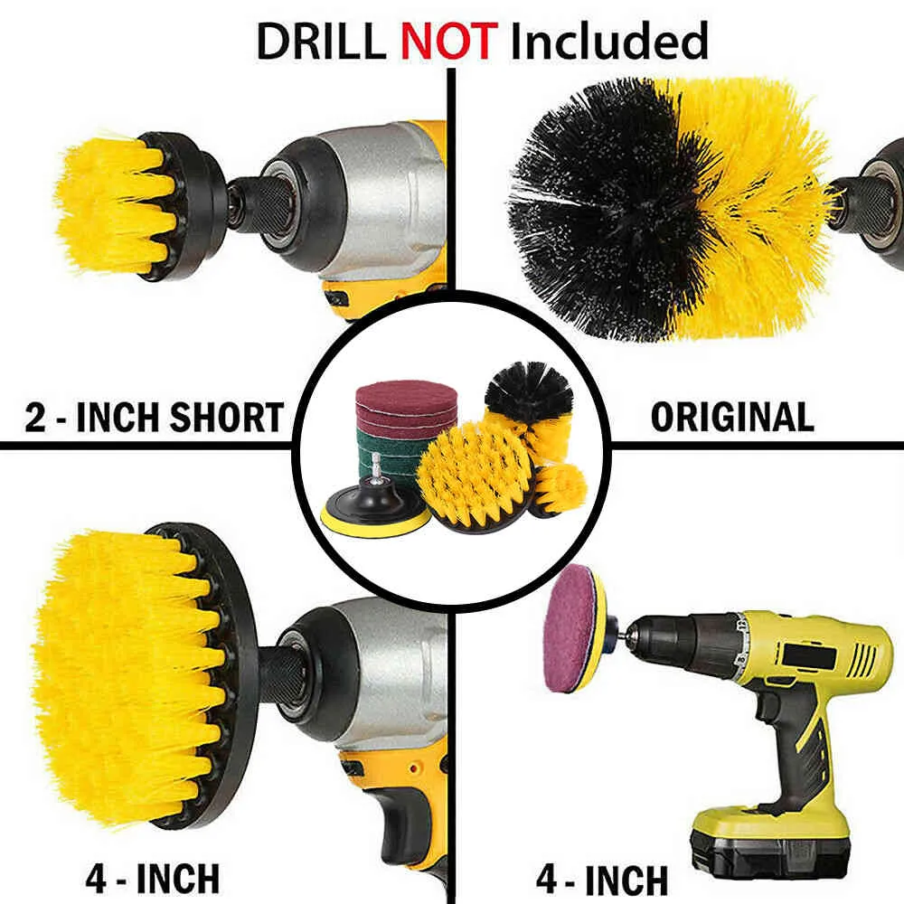 10 Electric Drill Brush Scrub Pads Grout Power Drills Scrubber Cleaning Brush Tub Cleaner Tools for Carpet Glass Car Clean 210329