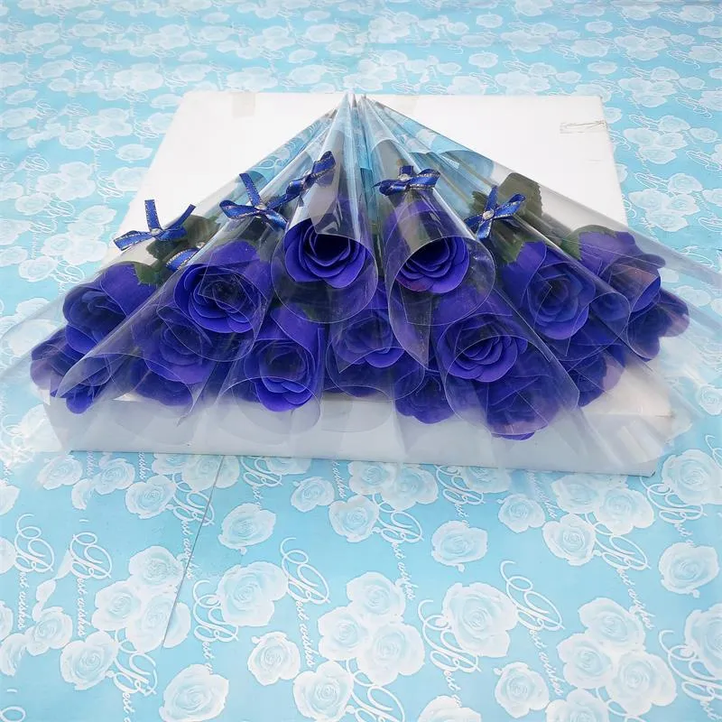 Unique Tige Artificielle Rose Saint Valentin Mariage Savon Roses Fête D'anniversaire Décoration Fleurs Festive Fleur 5 Couleurs BH5825 TYJ