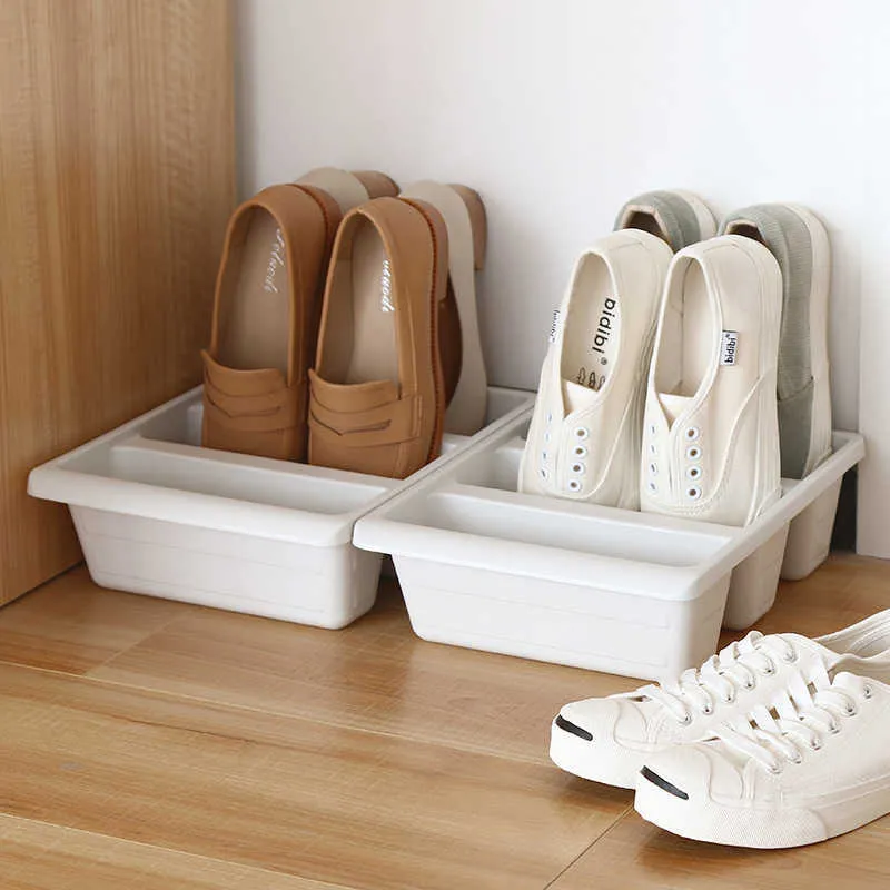 WBBOOMING Home Три стеллажа для обуви Пластиковые японские ящики для хранения обуви Экономия места Органайзер Шкаф Шкафы Творческий контейнер 210922