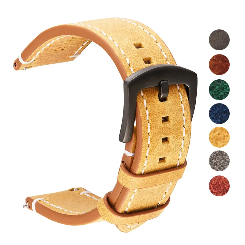 Bracelets Vintage en cuir véritable à dégagement rapide pour hommes 18mm 20mm 22mm 24mm remplacer les accessoires de montre de bracelet