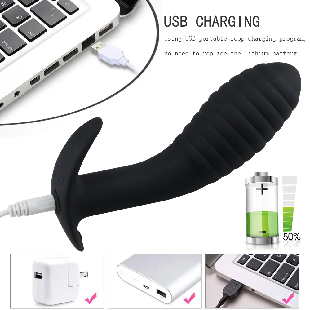 Yutong Remote Control Vibrator anal Masseur de la prostate Masseur Plug Plug USB Charge 10 motif de stimulation Silicone Anus Nature Toy6351606