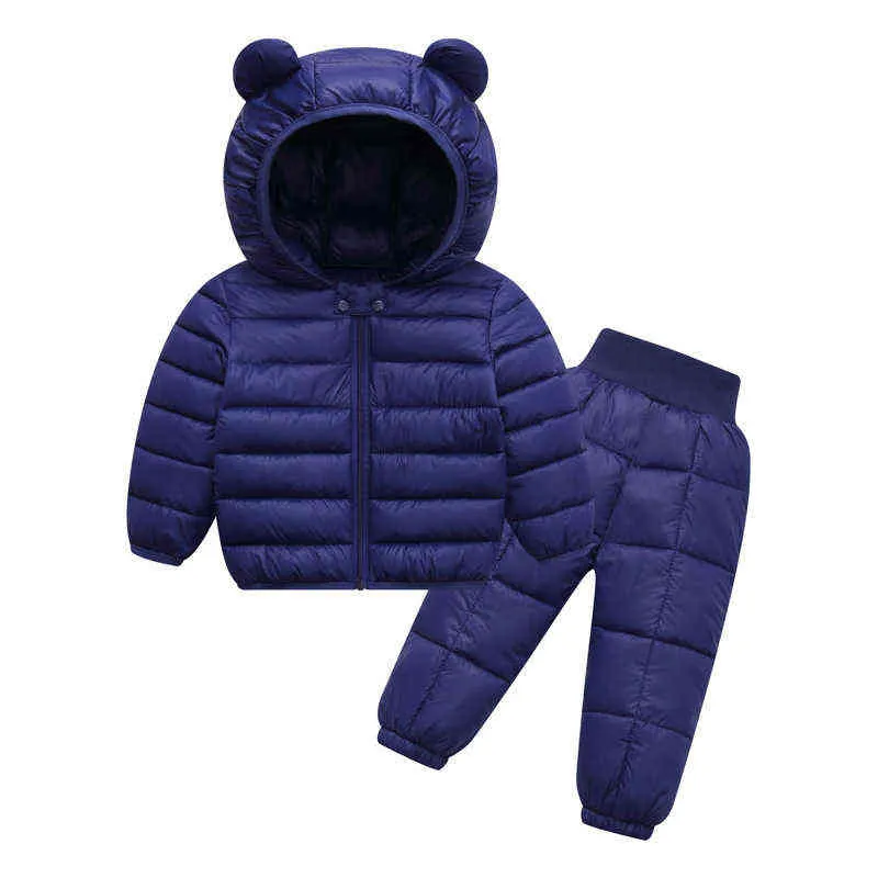 Insiemi di abbigliamento bambini invernali Baby Boy Warm Piumini con cappuccio Pantaloni Ragazze Ragazzi Snowsuit Cappotti Tuta da sci 211224