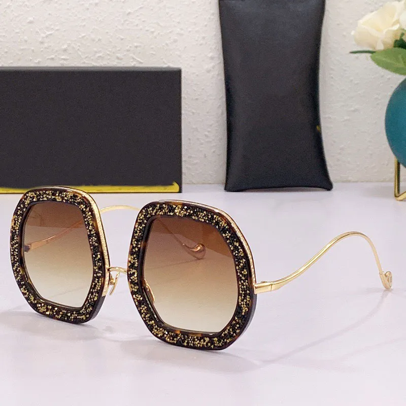 Óculos de sol de luxo feminino gipsophila espumante lindos óculos de moldura grande color metal templos de festas femininas férias de festa 288e