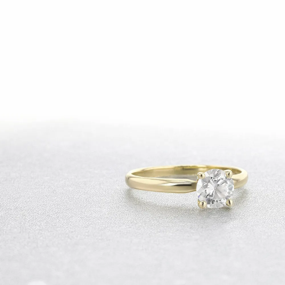 純粋な10Kイエローゴールドラウンドブリリアントカット0.5 CT Moissanite 4 Prong Solarite Labダイヤモンド婚約リング