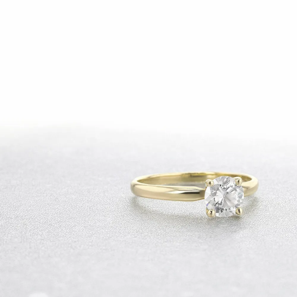 Сплошные 10k желтые золотые круглые блестящие вырезать 0,5 КТ Moissanite 4 PRONG SOLARITE Lab Diamond Обручальное кольцо для женщин