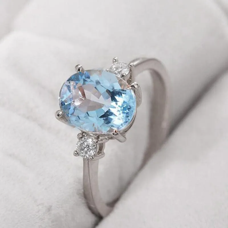 Природа Морганат Розовый синий драгоценный камень кольцо 925 Серебряные женские свадебные украшения CNT 66 Ring239R