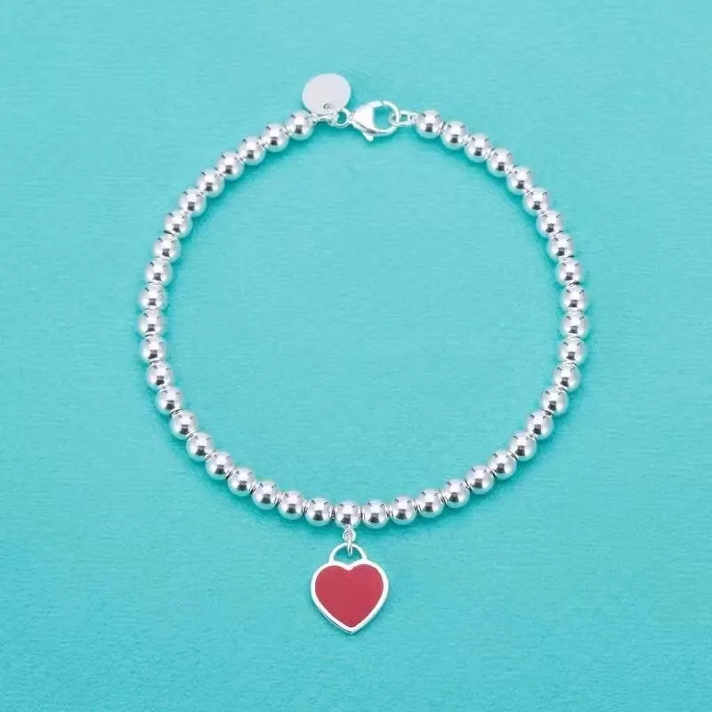 Nieuwe vrouwen luxe sieraden liefde 925 Zilver Emaille Strengen kralen armband mode-accessoires vakantie geschenken218w