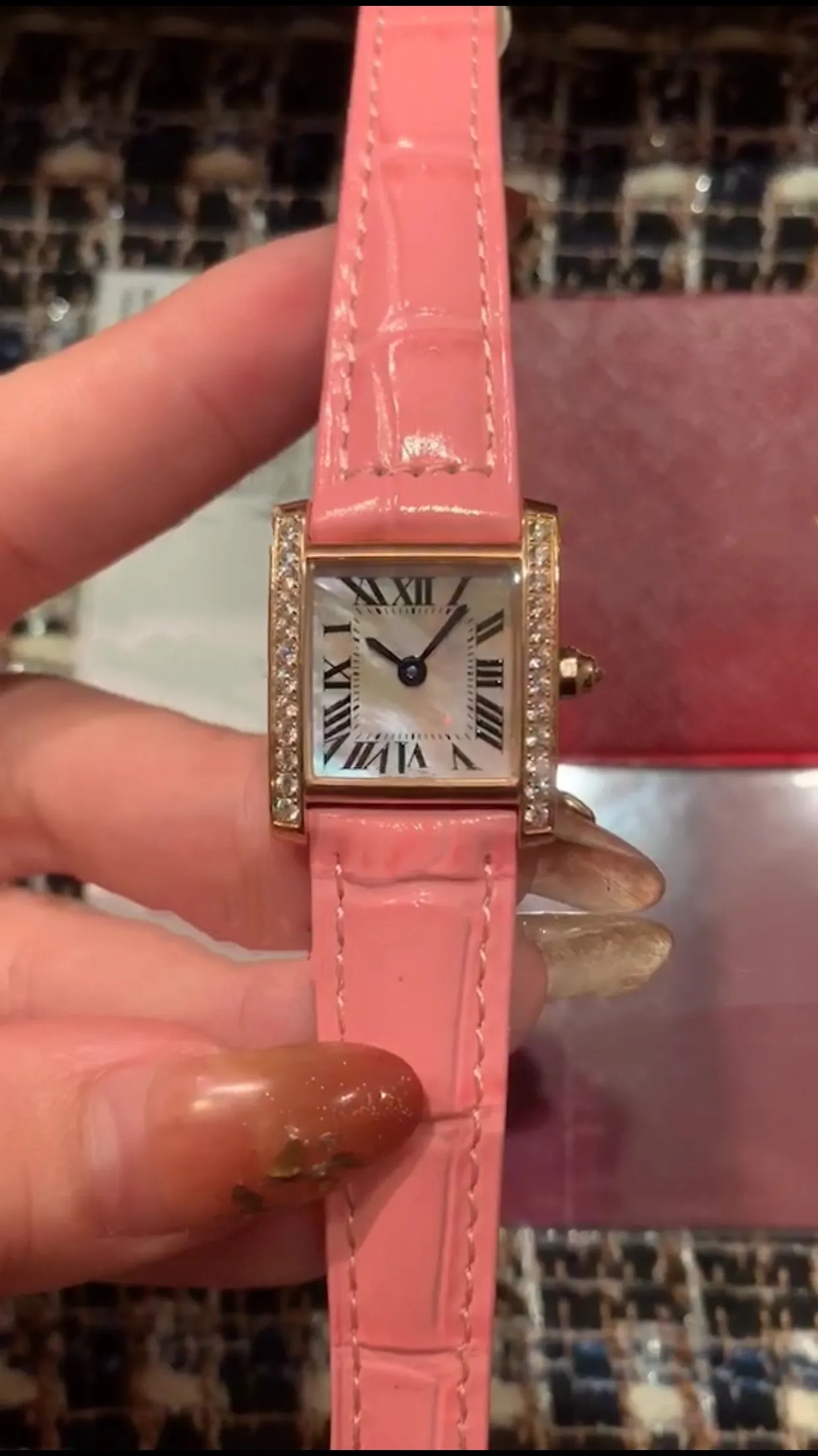 Montre-bracelet à Quartz en nacre pour femmes, décontractée, en acier inoxydable, chiffres romains, horloge en cuir rose, 25mm