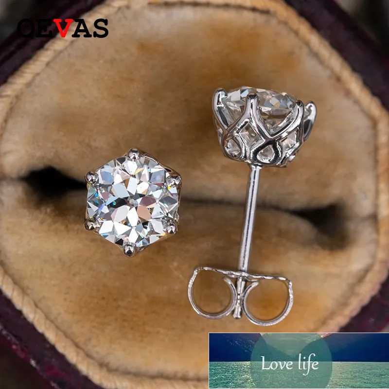 OEVAS Echte 0,5-1 karaat D-kleur Moissanite Stud Oorbellen voor vrouwen Topkwaliteit 100% 925 Sterling Zilver Fonkelende Bruiloft Sieraden F256i