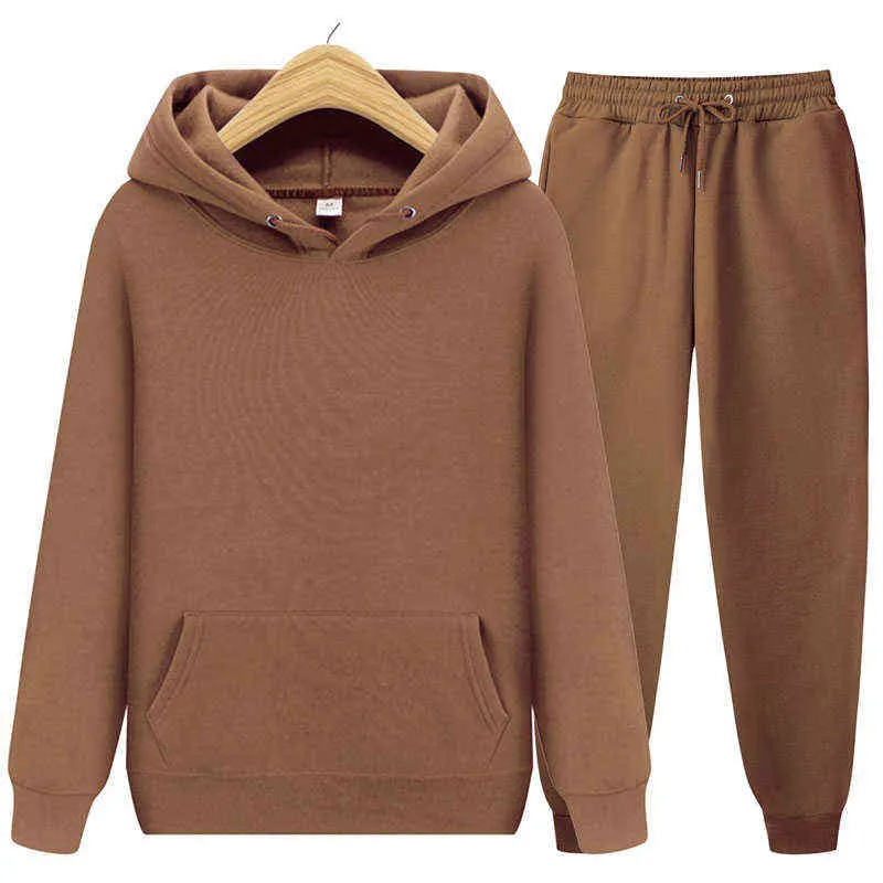 Heren Sets Hoodies + Broek Herfst Winter Hooded Sweatshirt Sweatpants Mode Slanke Fit Mannen Set Hoodie Pant Hip Hop Pullover Hoody 211217