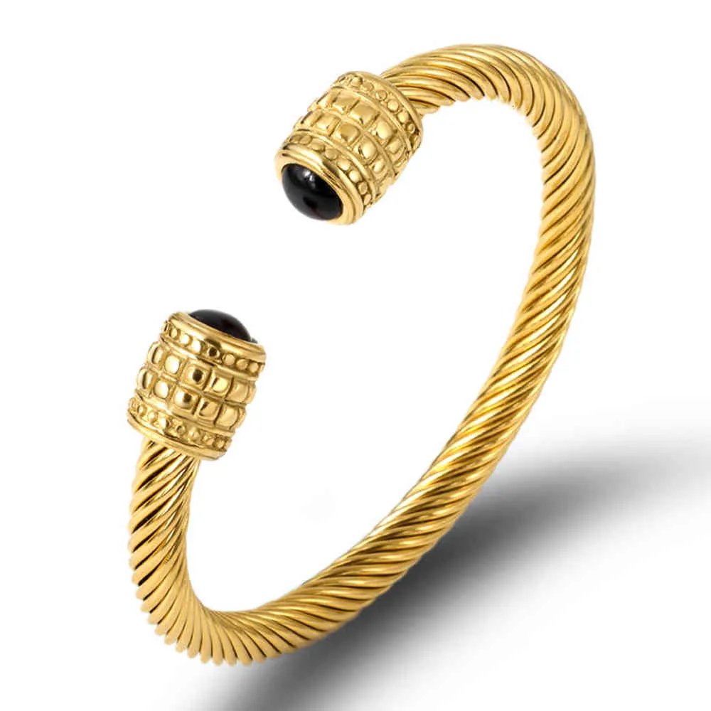 Venda quente de aço titânio torcido pulseira de ouro cabo de corda de aço inoxidável multicolor2318882