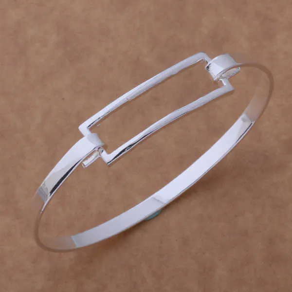 AB038 Hot Sterling Bangle Armband, Mode-sieraden Lange gesp armband / Afxaixea Ainizua Silver Color Q0719
