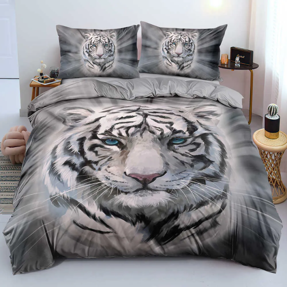 Ensembles de couverture de couette animale Design 3D Linge de lit et taies d'oreiller 180 * 200cm Full Twin Double King Queen Size Literie noire 210615