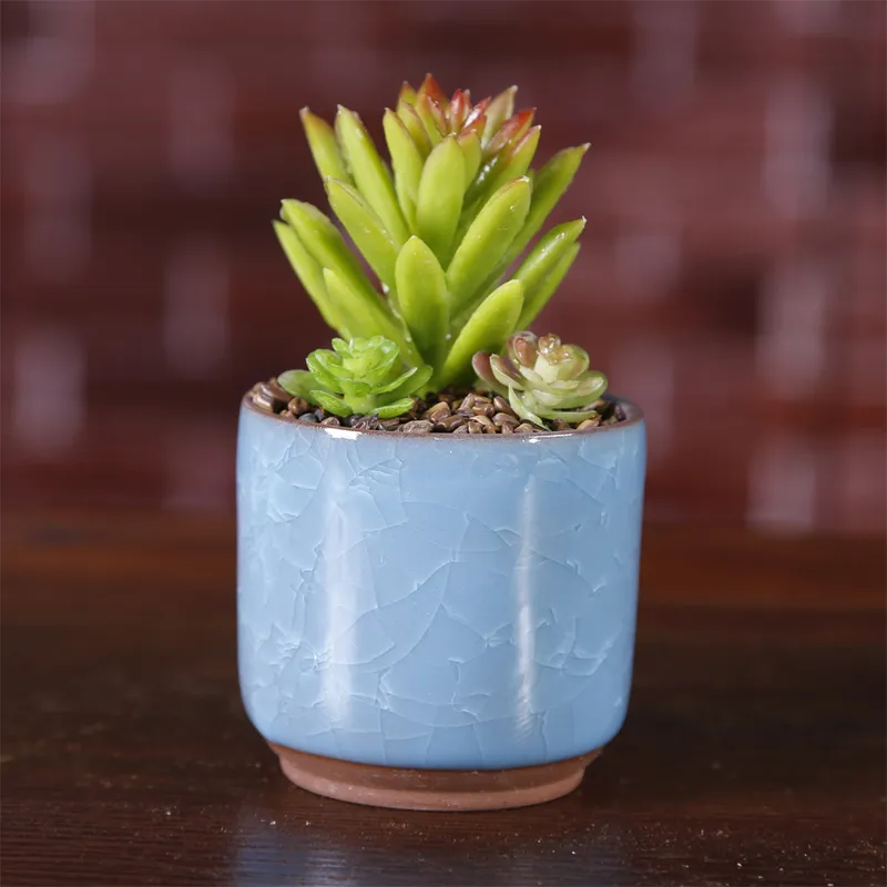 Ice Cracked Mini Ceramic Flowerpot Succulents Garden Pots Flowers Cultivate Bottom Breathable Flower Pot Home Decoration BH6124 TYJ