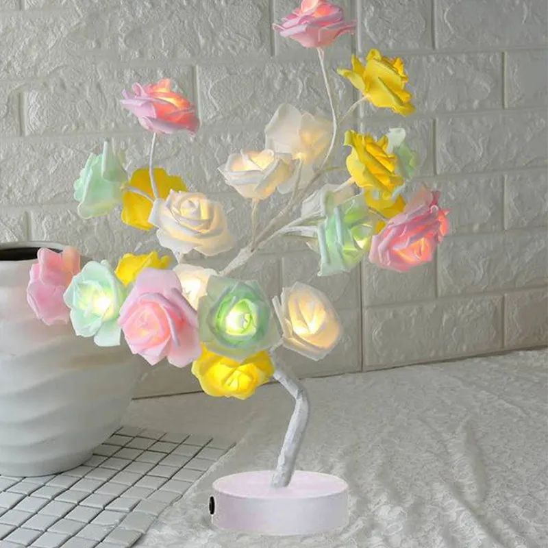 LED -bordslampor Lampor Rose Flower Tree USB Night Light Home Decoration Parties Xmas Christmas Wedding Bedroom Decor266R