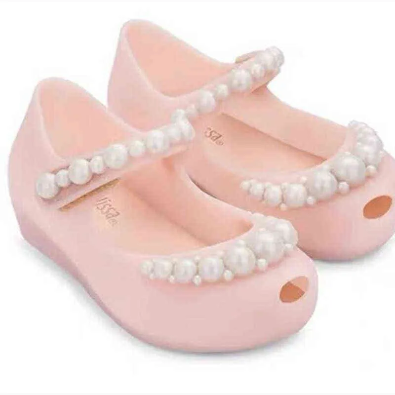 Mini Melissa children's shoes 2020 New Kids Girl Princess Pearl single shoes Fashion New fragrance PVC Jelly shoes Beach MN026 W220216
